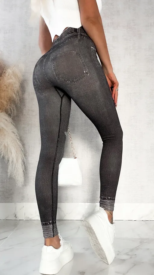 Spodnie leginsy w jeansowym stylu BLACK - P518