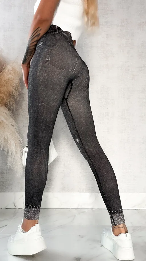 Spodnie leginsy w jeansowym stylu BLACK - P518