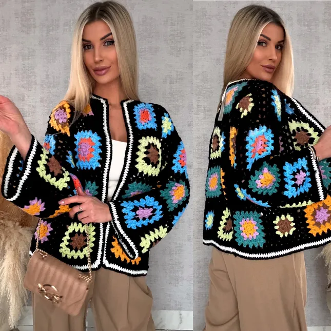 Stylowy szydełkowy KARDIGAN ma wiosnę ONE SIZE - R717