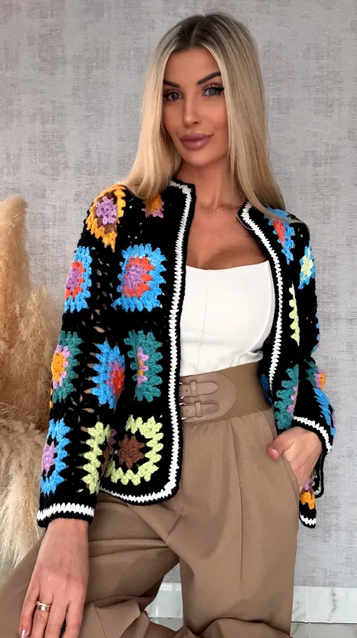 Stylowy szydełkowy KARDIGAN ma wiosnę ONE SIZE - R717