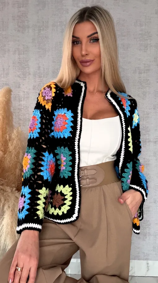 Stylowy szydełkowy KARDIGAN ma wiosnę ONE SIZE - R717