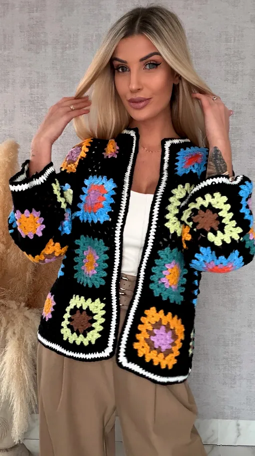 Stylowy szydełkowy KARDIGAN ma wiosnę ONE SIZE - R717