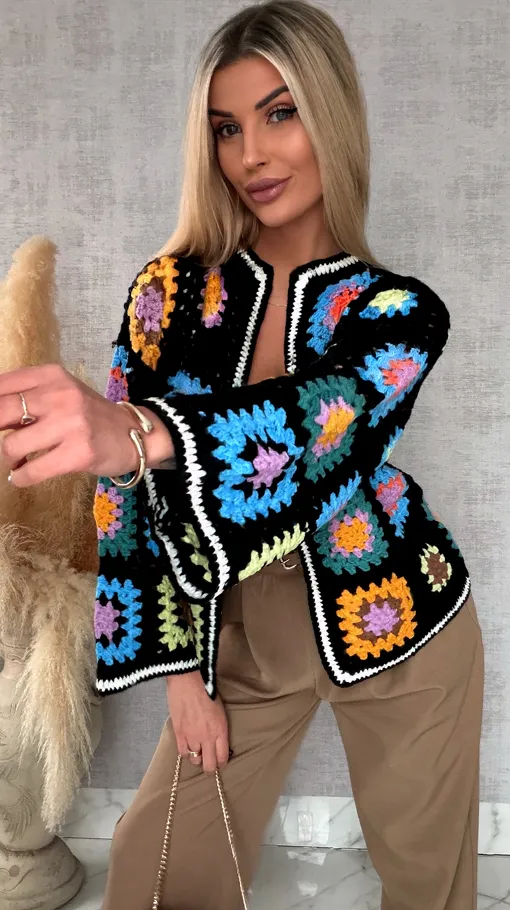 Stylowy szydełkowy KARDIGAN ma wiosnę ONE SIZE - R717