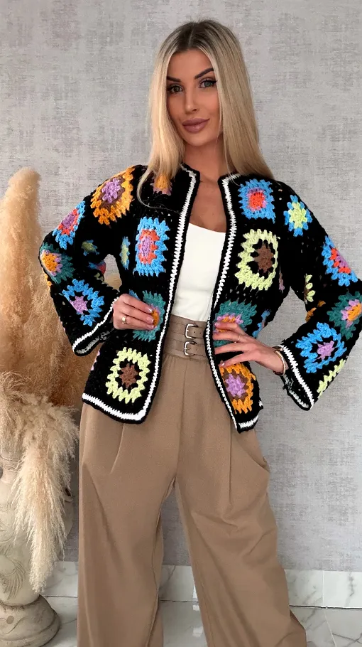 Stylowy szydełkowy KARDIGAN ma wiosnę ONE SIZE - R717