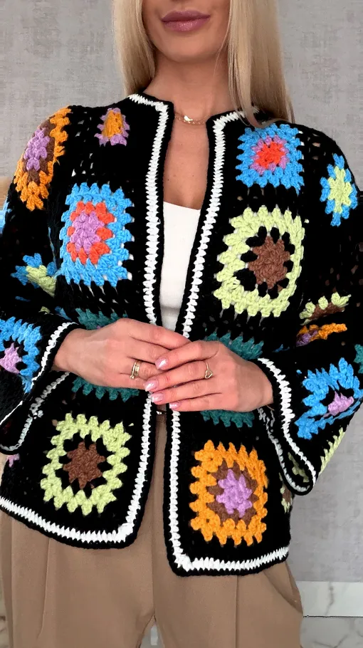 Stylowy szydełkowy KARDIGAN ma wiosnę ONE SIZE - R717