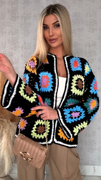 Stylowy szydełkowy KARDIGAN ma wiosnę ONE SIZE - R717