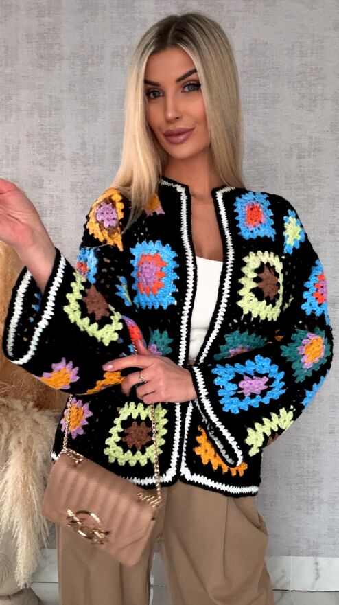 Stylowy szydełkowy KARDIGAN ma wiosnę ONE SIZE - R717