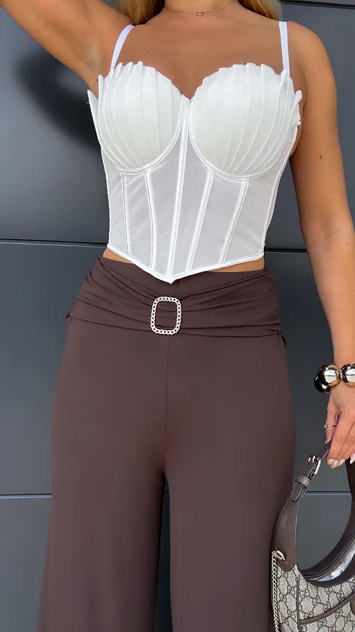 Czekoladowe spodnie do jesiennych stylizacji ONE SIZE - P963A