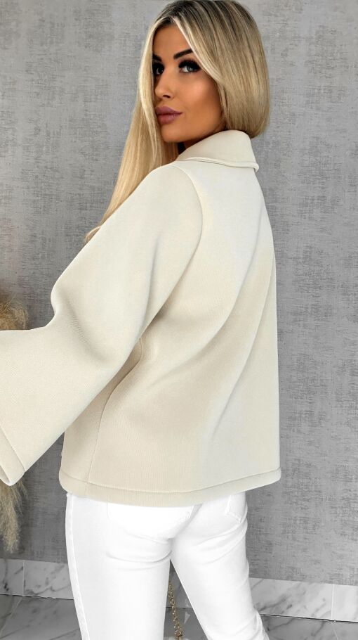 Modowy pudełkowy płaszcz na wiosnę BEŻOWY - R593