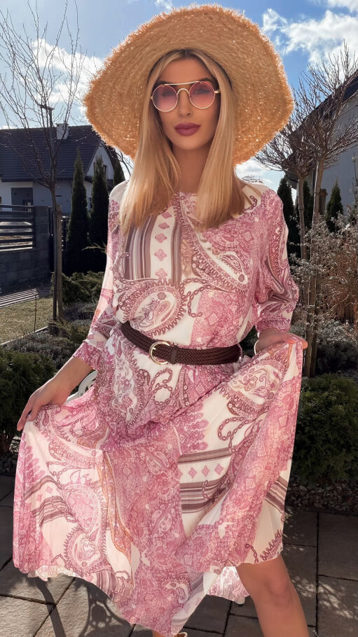 Idealny komplet w kwiaty luźna bluzka + plisowana spódnica ONE SIZE - R835