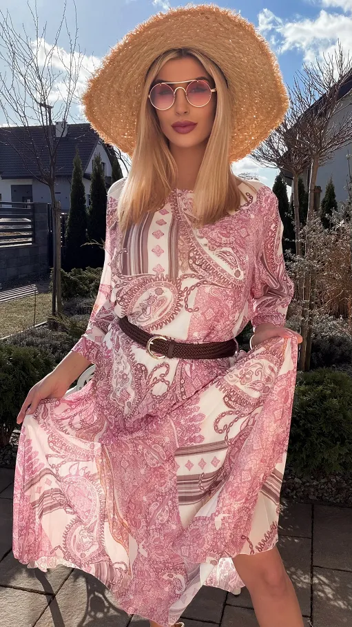 Idealny komplet w kwiaty luźna bluzka + plisowana spódnica ONE SIZE - R835