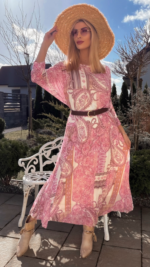 Idealny komplet w kwiaty luźna bluzka + plisowana spódnica ONE SIZE - R835