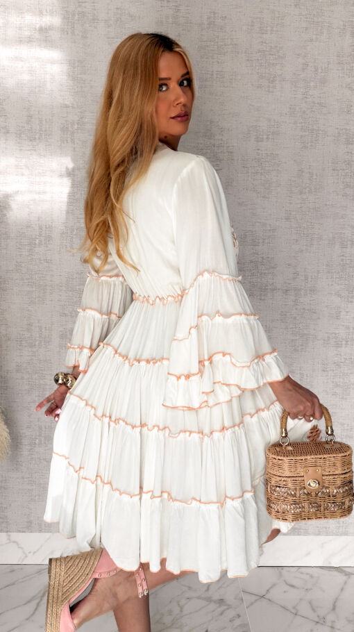 Letnia sukienka OFF WHITE z wiskozy haftowana w kwiaty - R979