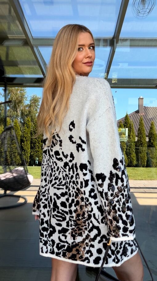 Sukienka z półgolfem w panterę z cekinami ONE SIZE - S256