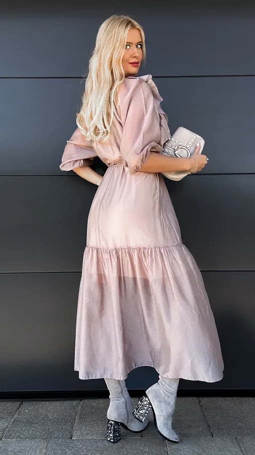 Piękna MAXI sukienka z długim rękawem ONE SIZE fango - P966
