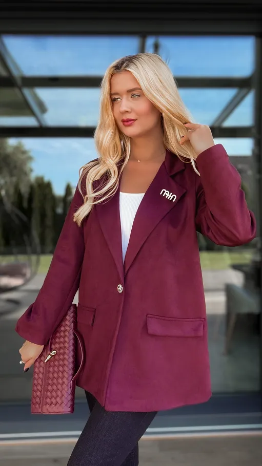 Cudna zamszowa marynarka na jesień BORDOWA - R129C