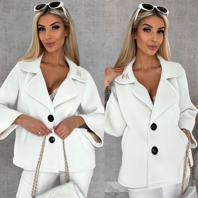 Modowy pudełkowy płaszcz na wiosnę złamana BIEL - R593A