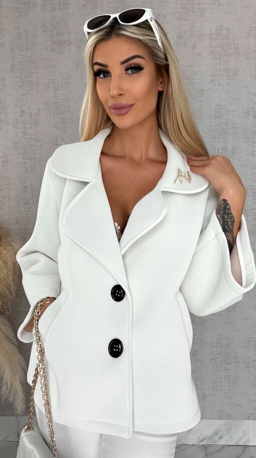 Modowy pudełkowy płaszcz na wiosnę złamana BIEL - R593A