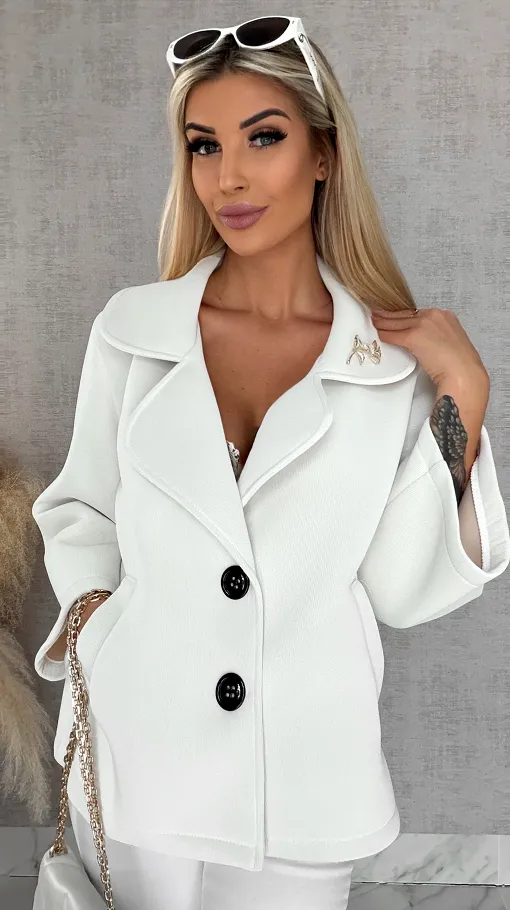 Modowy pudełkowy płaszcz na wiosnę złamana BIEL - R593A