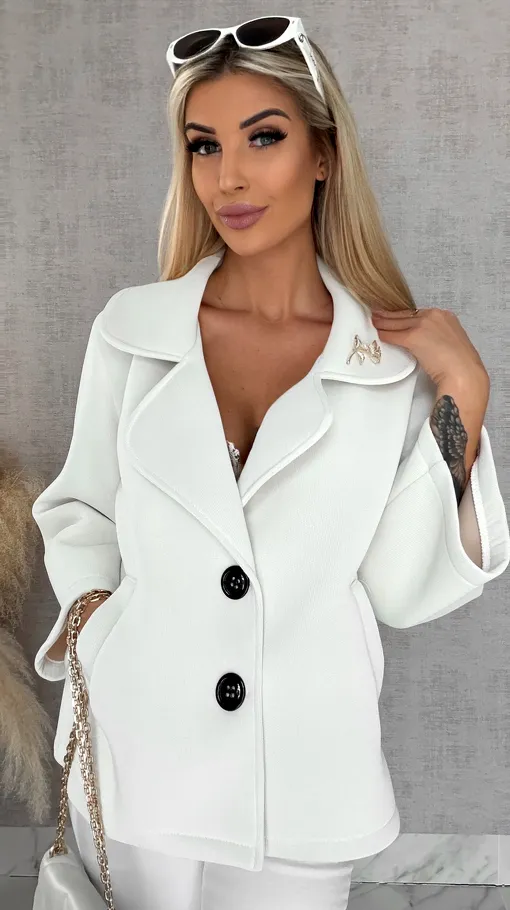 Modowy pudełkowy płaszcz na wiosnę złamana BIEL - R593A