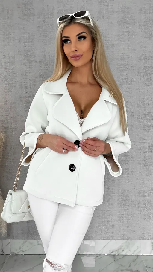 Modowy pudełkowy płaszcz na wiosnę złamana BIEL - R593A