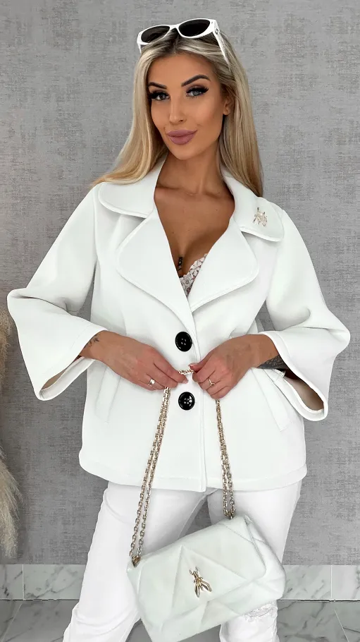 Modowy pudełkowy płaszcz na wiosnę złamana BIEL - R593A