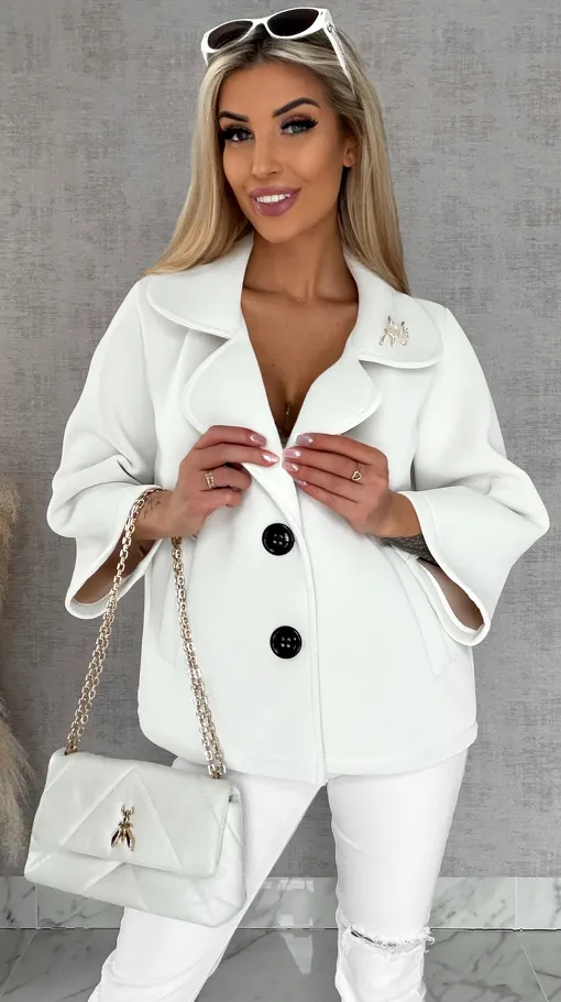 Modowy pudełkowy płaszcz na wiosnę złamana BIEL - R593A