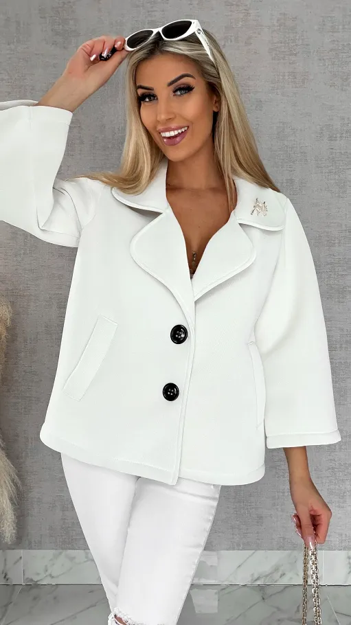 Modowy pudełkowy płaszcz na wiosnę złamana BIEL - R593A