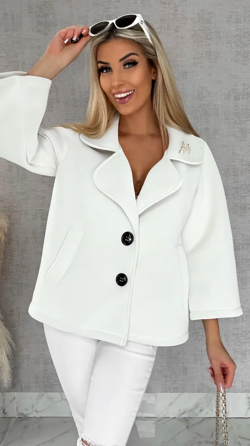 Modowy pudełkowy płaszcz na wiosnę złamana BIEL - R593A