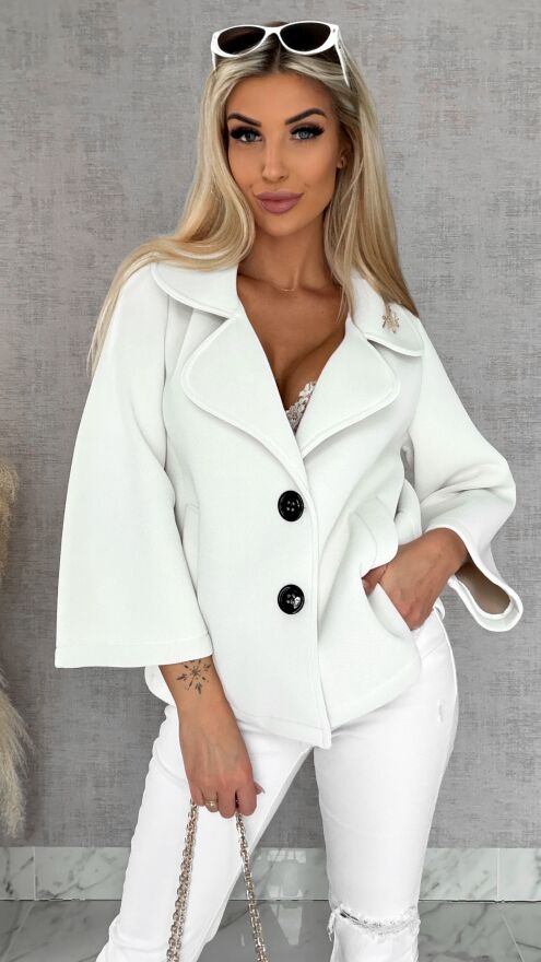 Modowy pudełkowy płaszcz na wiosnę złamana BIEL - R593A