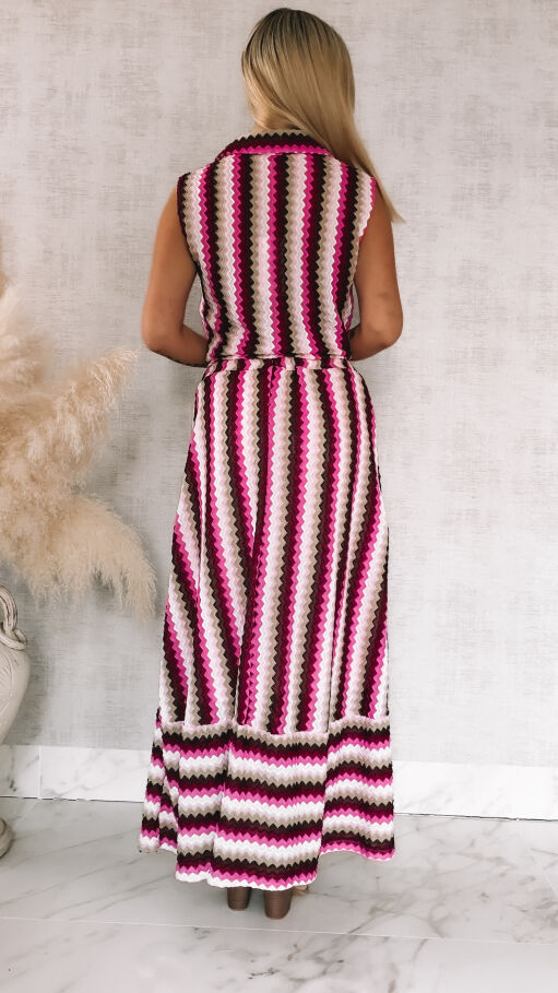 Oryginalny komplet w kolorowe paski bluzka koszulowa + spódnica ONE SIZE - R869