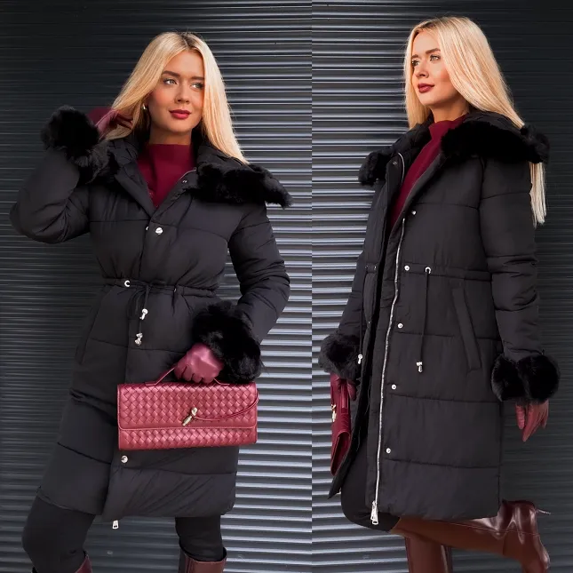 Fantastyczna kurtka z plecionym kołnierzem BLACK - R198