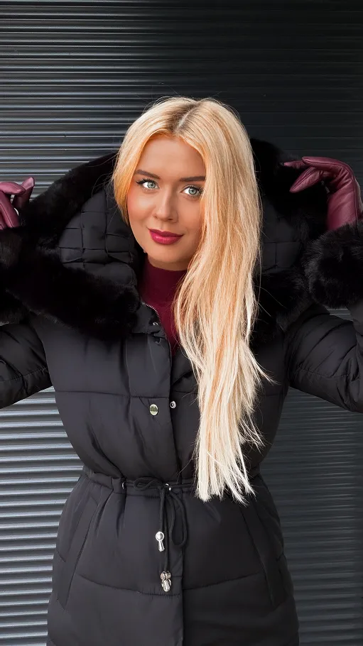 Fantastyczna kurtka z plecionym kołnierzem BLACK - R198