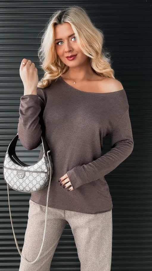 Lekki dzianinowy sweter MOKKA one size - R335B