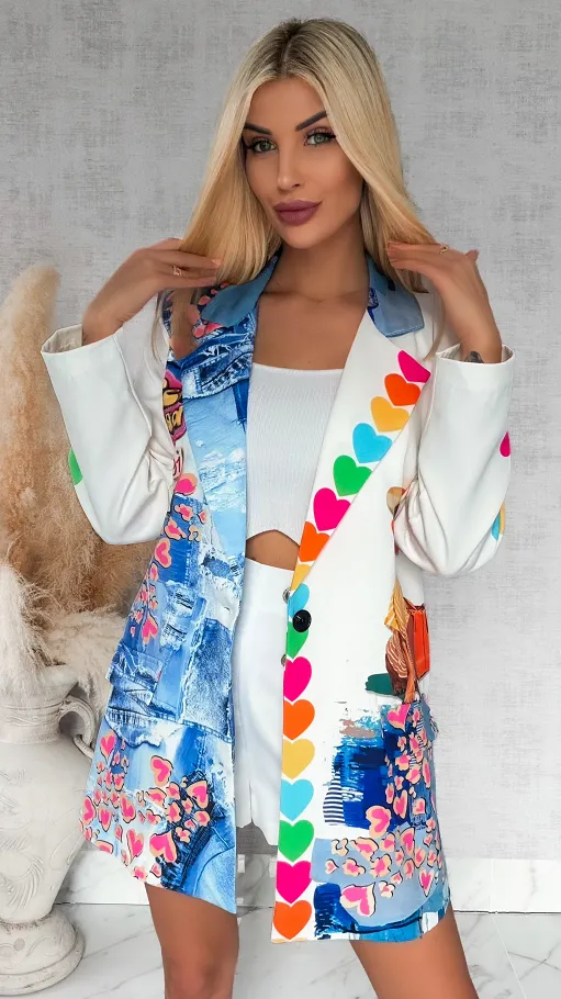 Oryginalna marynarka na wiosnę life is good OVERSIZE - R892