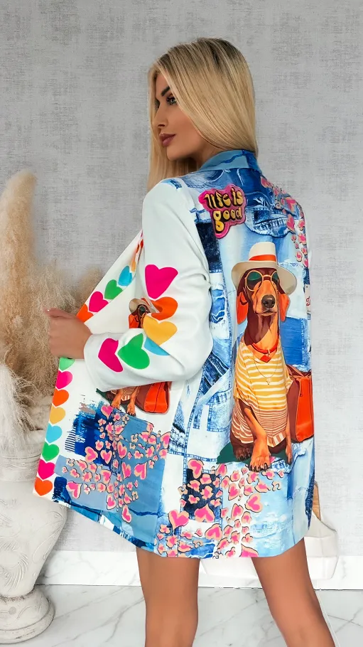 Oryginalna marynarka na wiosnę life is good OVERSIZE - R892