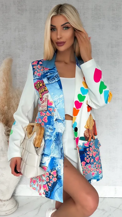 Oryginalna marynarka na wiosnę life is good OVERSIZE - R892