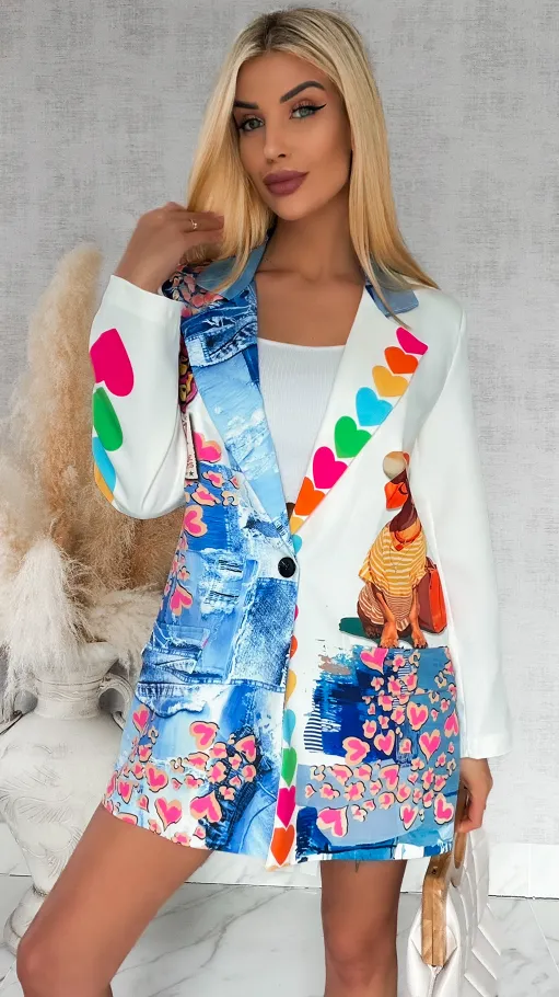 Oryginalna marynarka na wiosnę life is good OVERSIZE - R892