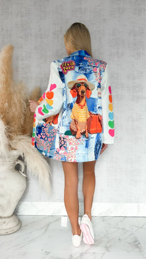 Oryginalna marynarka na wiosnę life is good OVERSIZE - R892