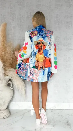 Oryginalna marynarka na wiosnę life is good OVERSIZE - R892