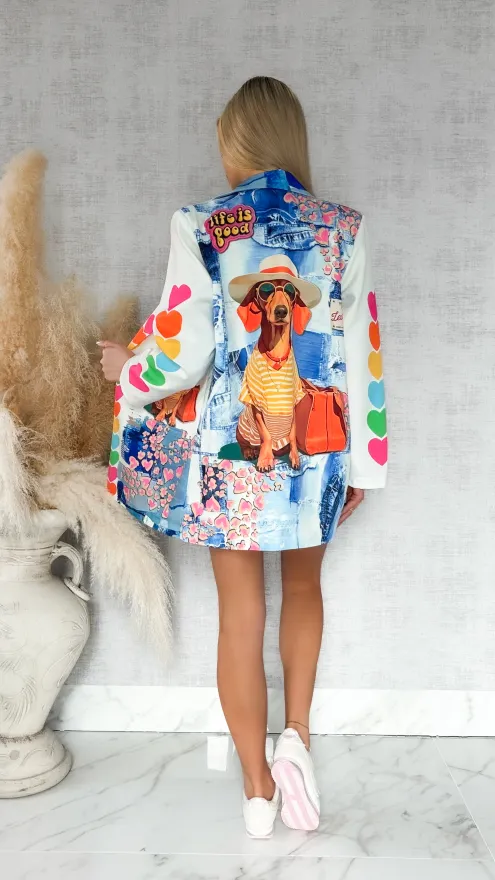 Oryginalna marynarka na wiosnę life is good OVERSIZE - R892