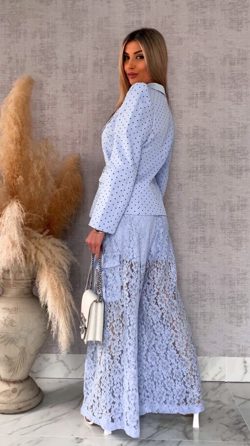 Gipiurowe spodnie w stylu bojówki z kieszeniami ONE SIZE blue - R509