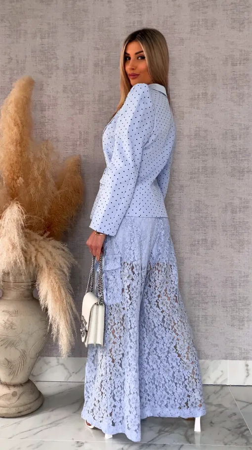 Gipiurowe spodnie w stylu bojówki z kieszeniami ONE SIZE blue - R509