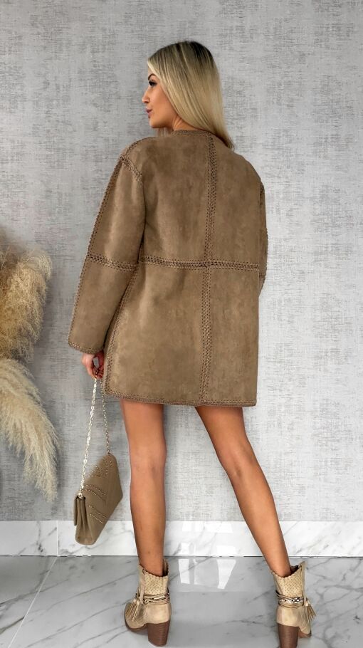 Premium zamszowa marynarka ONE SIZE beżowa - R528