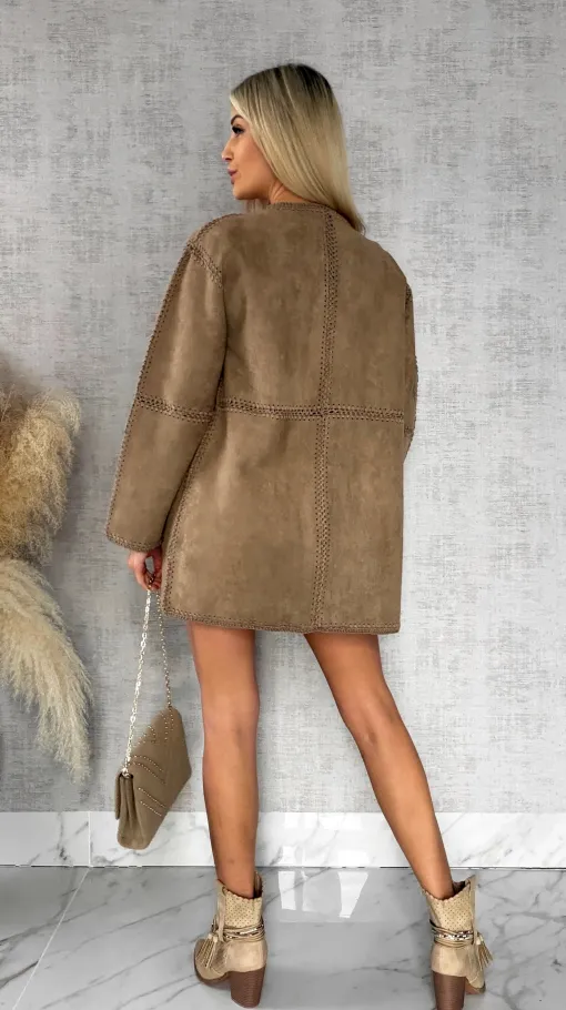 Premium zamszowa marynarka ONE SIZE beżowa - R528