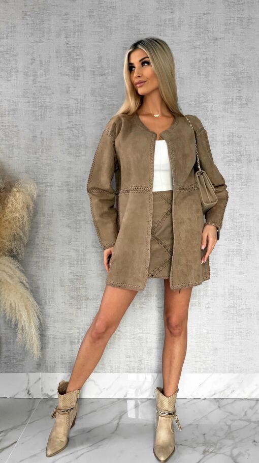 Premium zamszowa marynarka ONE SIZE beżowa - R528