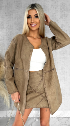 Premium zamszowa marynarka ONE SIZE beżowa - R528