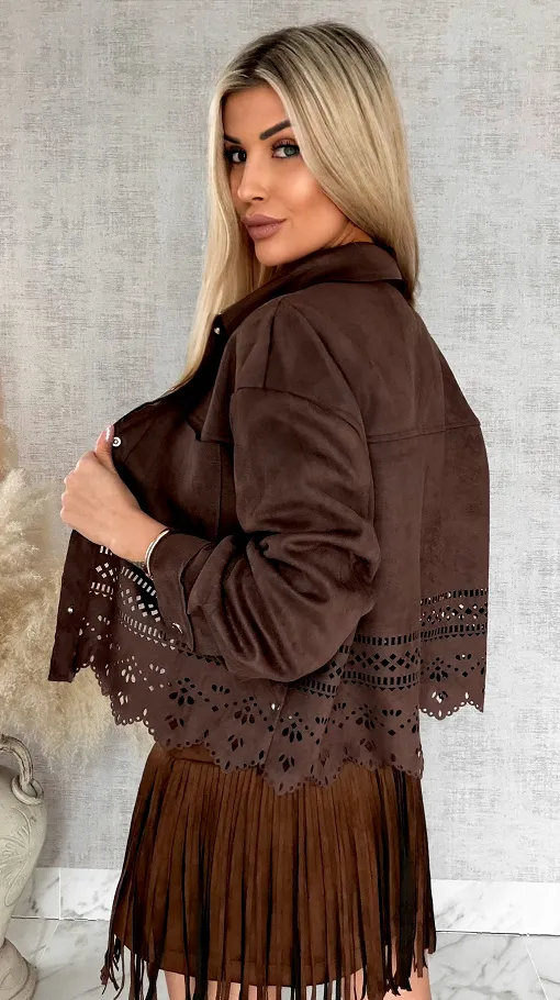 Oryginalna zamszowa katana boho zapinana na butony ONE SIZE - R824