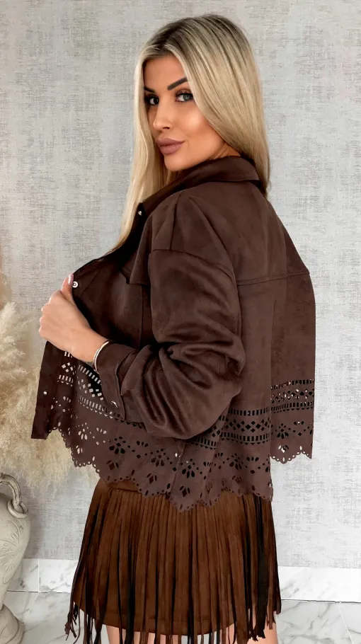 Oryginalna zamszowa katana boho zapinana na butony ONE SIZE - R824