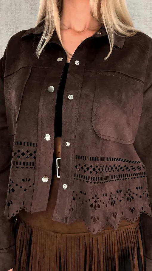 Oryginalna zamszowa katana boho zapinana na butony ONE SIZE - R824